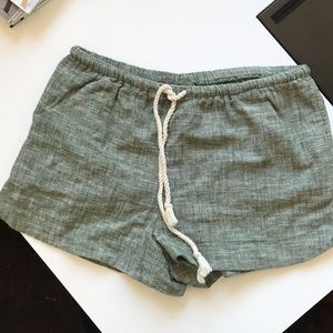 Green linen shorts